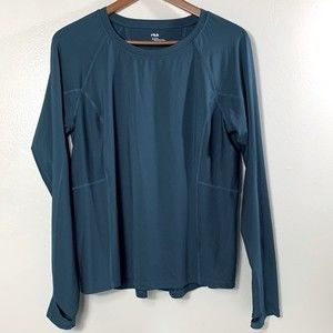Fila Women's Blue Long Sleeves Activewear Top Size XL Green